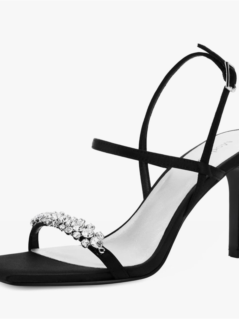 Elegant Modatope Black Crystal Strap Heeled Sandal